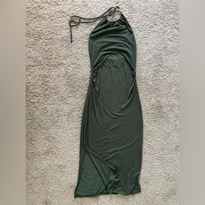 Long side slit backless dress